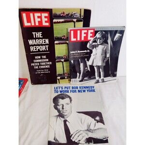 Vintage JFK  Life Magazine, JFK Jr Life Magazine and a Put Bob To Work Sleeve